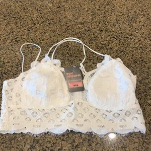 Scallop white bohemian crochet lace bralette